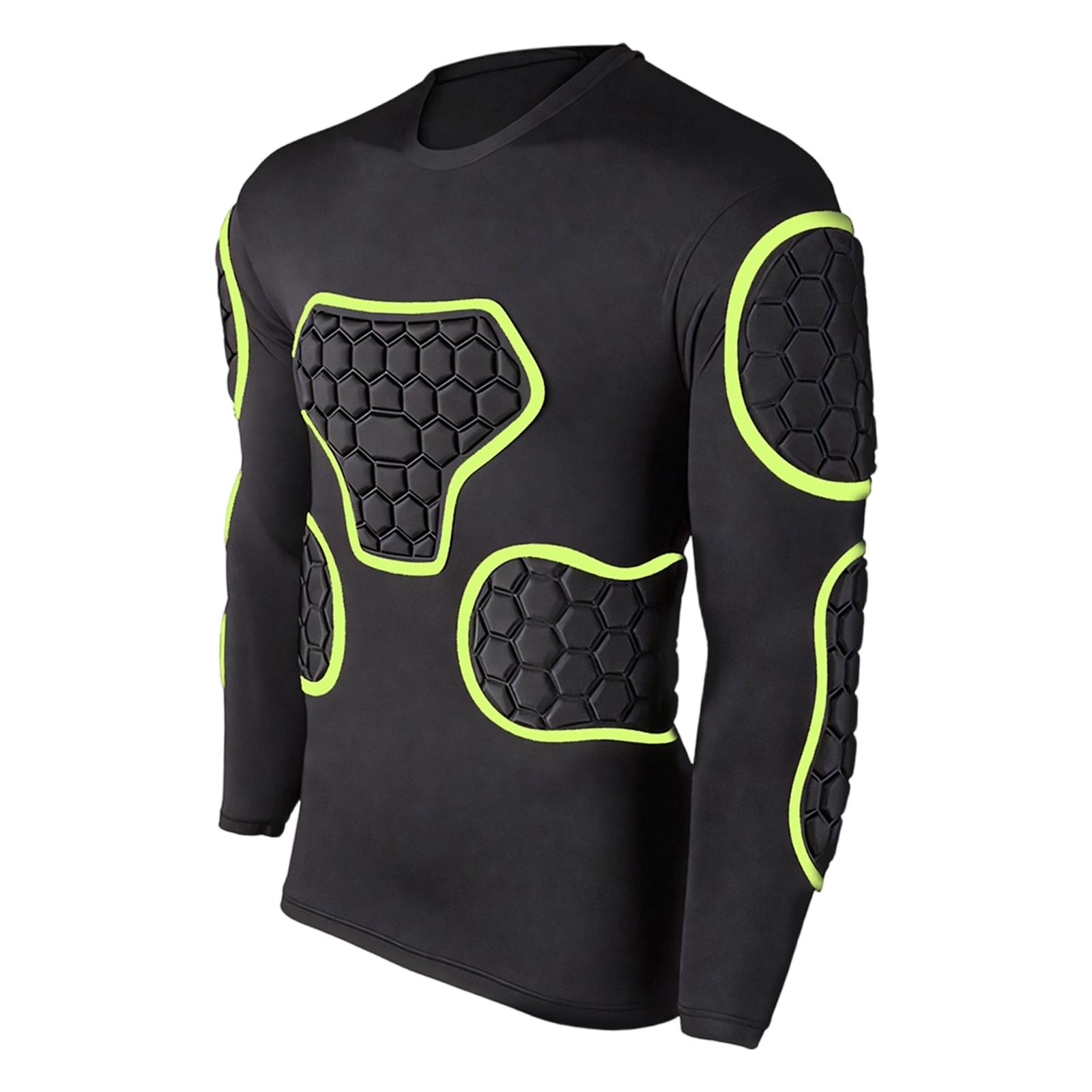 

Soccer Training Jersey Long Sleeve Men s Padded Football Compression Shirt Professional Versatile Rib Protector Uniform XL чорний