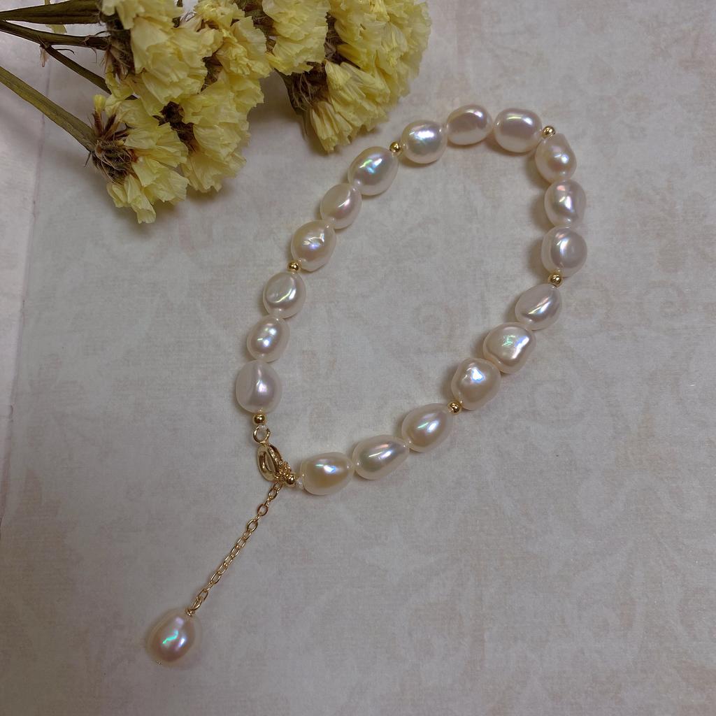 Baroque Special-shaped Pearl 14K Gold Bracelet Niche Ins Sense Retro French Cold Wind Bracelet Gift