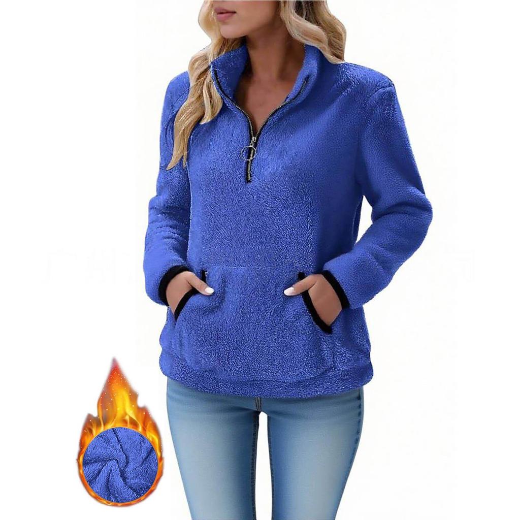 2025 Women's Autumn/Winter Double-Sided Fleece Half-Zip Plush Sweatshirt