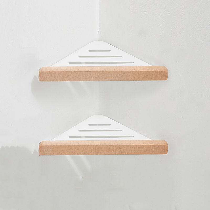 White Wooden Bathroom Triangle Shelf Bathroom Accessories Aluminum Bathroom Shower Storage Rack Corner Rack Bathroom Shelving