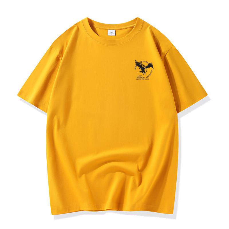Eaglet 10 цветов футболка из чистого хлопка мужская свободная футболка с круглым вырезом и коротким рукавом большого размера S-6XL 6XL жёлтый