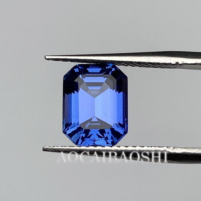 Cultured Emerald-Cut Sapphire Blue Loose Stones with AGL Certificate Main Stone Jewelry