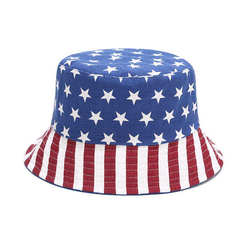 Sombrero de Cubo con Letra de EE. UU. en Colores de Bandera Americana para Mujer Hombre Uso Diario Exterior Reversible Gorra de Pescador Moda Adulto Verano Gorras Solares