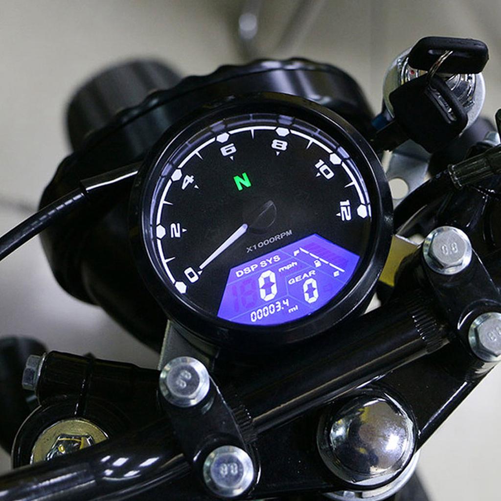 Motorrad LED Hintergrundbeleuchtung Digitaler Drehzahlmesser Tachometer Anzeige 12000 U/min