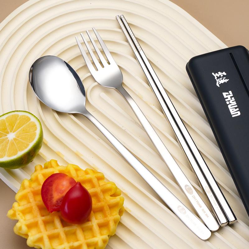 Korean Style Stainless Steel Portable Cutlery Set: Spoon, Fork & Chopsticks - Ideal for Students & Gifts