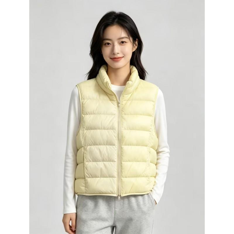 Womens Short Puffer Vest With Stand Collar 50% White Duck Down 9 Colors Loose Fit Fall Winter Outerwear