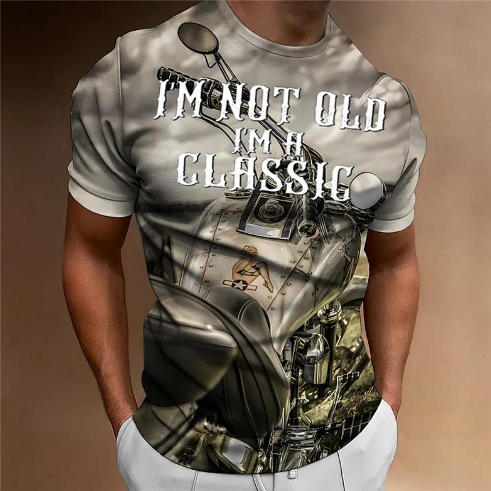 Motorcycle T-shirt New 3D Print Short Sleeve Vintage Classics TShirt For Mens Street Ride Biker Shirts Tops Oversized Tee Shirt