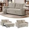 Corduroy Click Clack Sleeper Sofa with Pull Out Design, 2 Seater Sofa Bed, Cream White