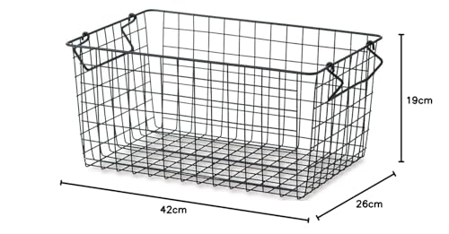 Posh Living Stacking Basket, 42 x 25.5 x 19 cm, Black, 63674