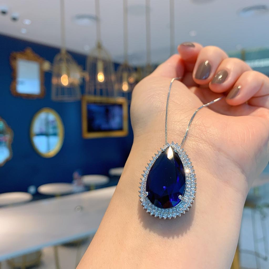 Jewelry Simulation Blue Glass, Earrings, Necklace, Jewelry Set, Stud Earrings 8 * 16 Pendant 15 * 25.