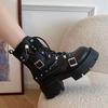 Punk Style Womens Boots Rivet Chain Design Platform Boot Fashion Street Style Gothic Boots for Women Lolita Platform Boots Botas