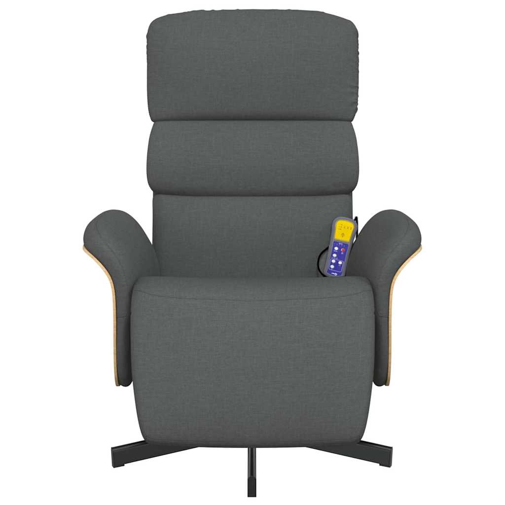 Massage Chair with Footrest Dark Gray Fabric