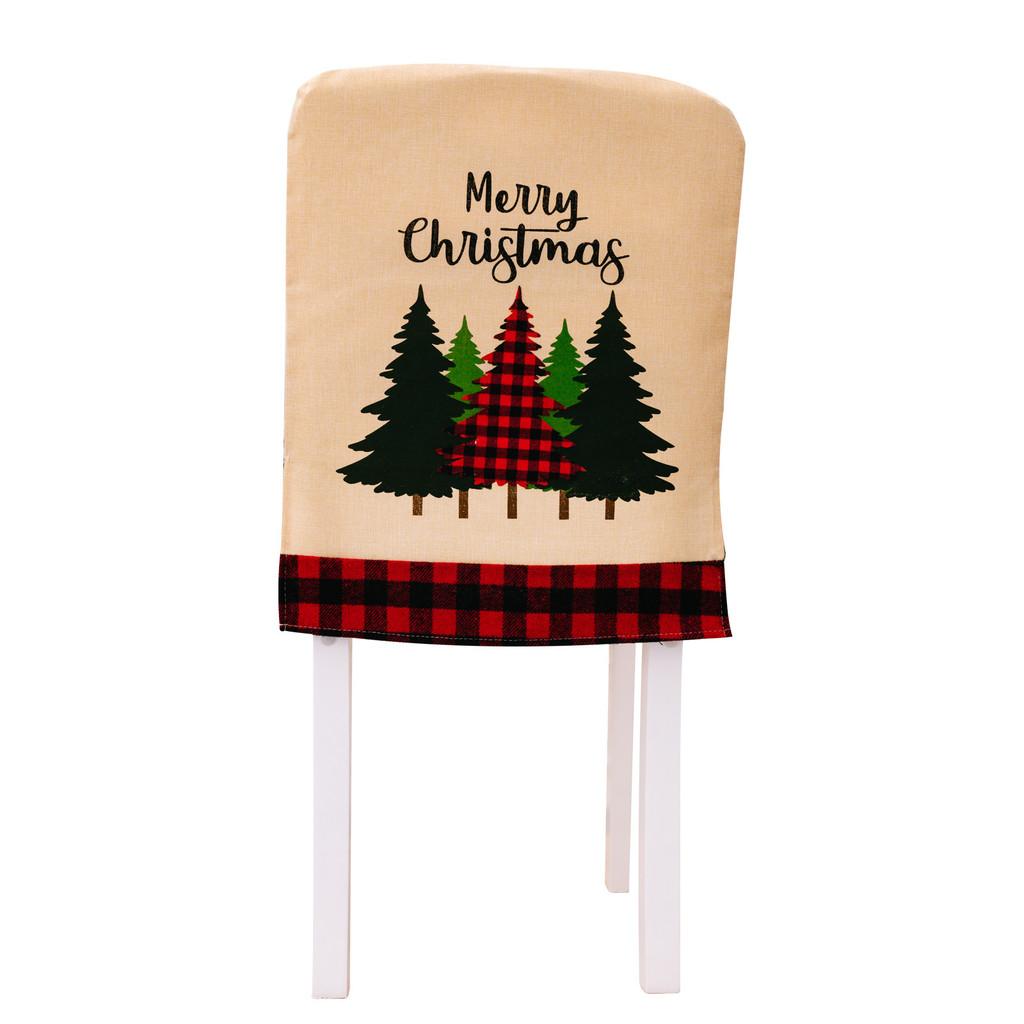 Merry Stylish Christmas Chair Cover With Rustic Burlap And Plaid Design Celebrations For