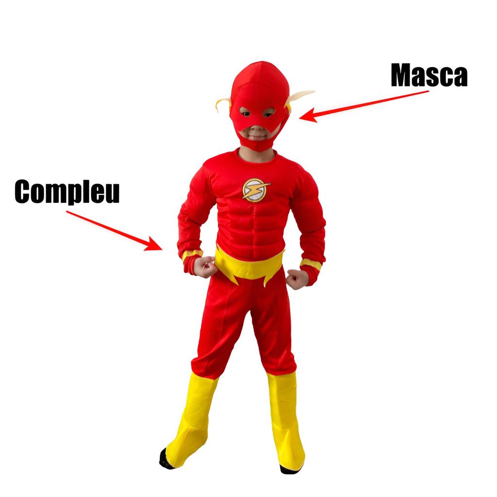 Costume Superhero Flash GIMASE Kids Party Costume Shiny Fabric Multiple Sizes