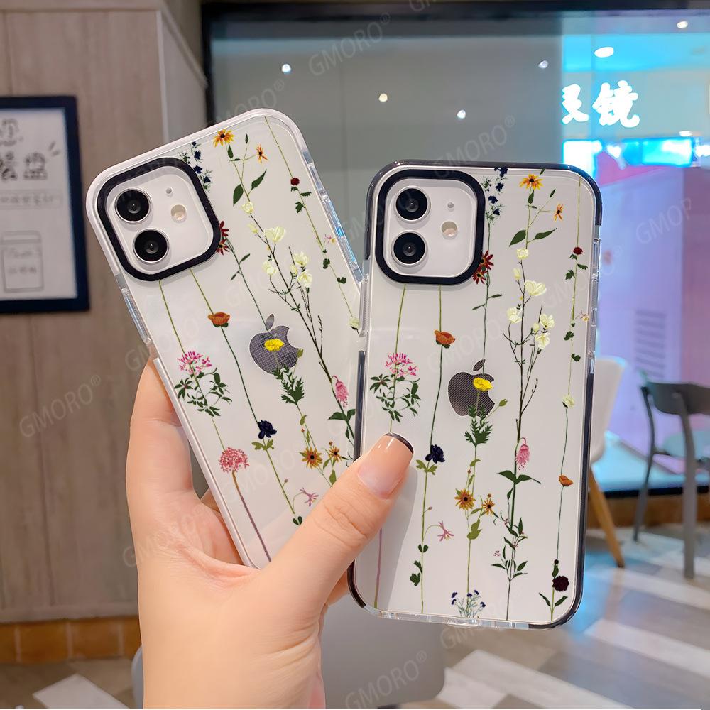 Foreign Trade Explosion Isn't Simple Flower iPhone14 Two-color Tpu Transparent Case Apple 17 Flower Mobile Phone Case 16