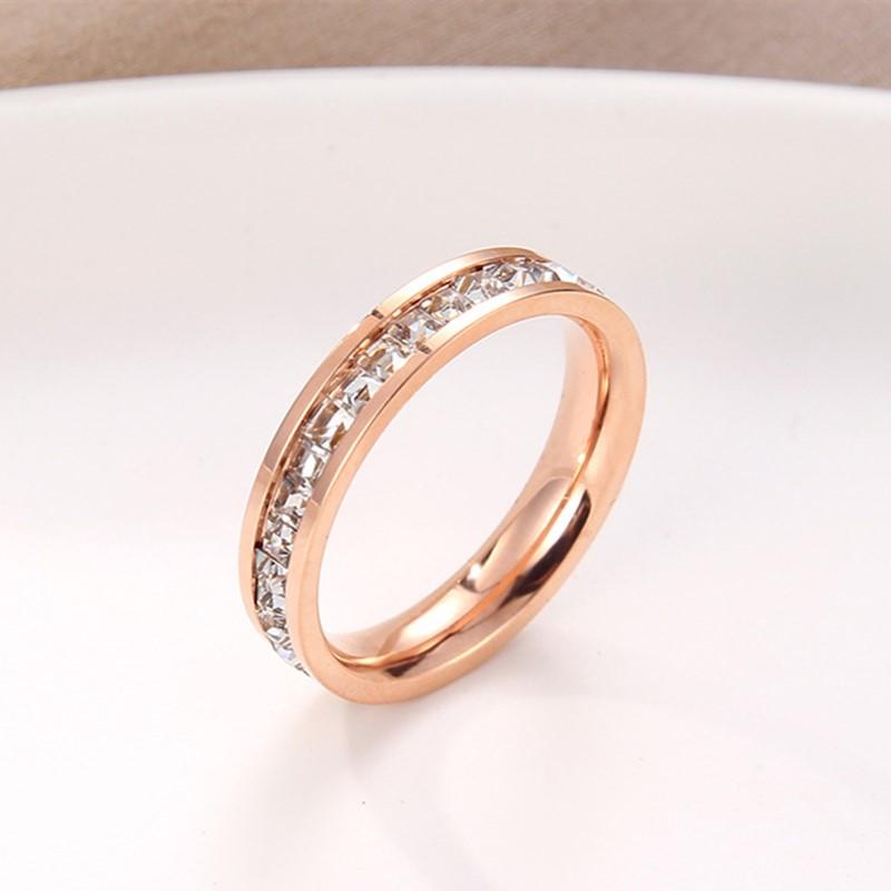 

Stainless Steel Single/Double Row CZ Eternity Ring Wedding Band for Women Girl 3-10 5