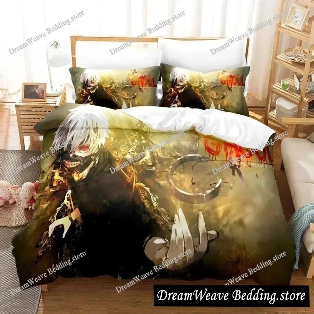 3D Print Anime Bed Sheet Set Tokyo Ghoul Bedding Set Single Twin Full Queen King Size Bed Set Aldult Kid Bedroom Quilt Cover963
