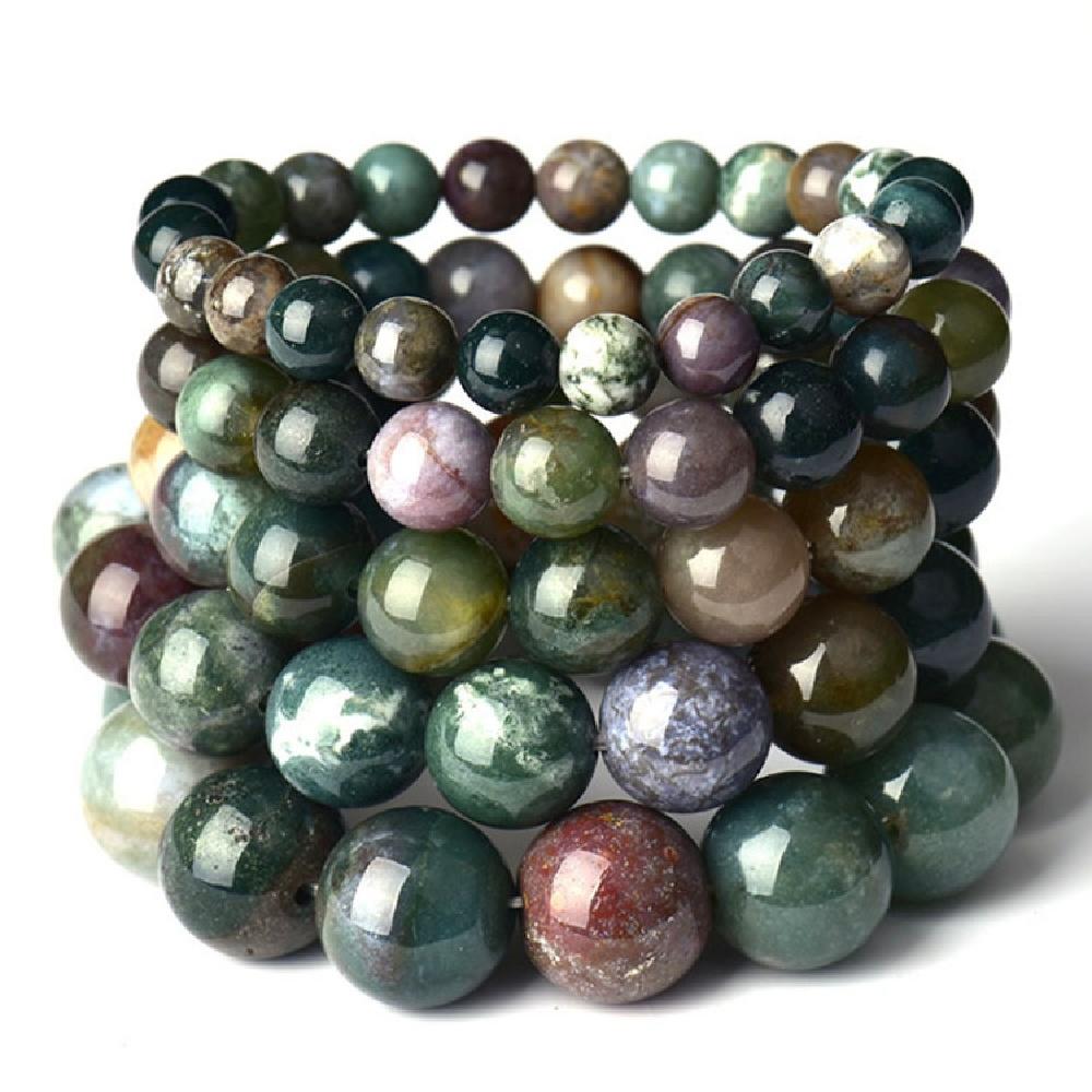 Indian Agates Stone Natural Round Beads 15"Strand Smooth Loose Spacer Beads 4/6/8/10/12mm for Jewelry Making DIY Bracelets Accessories