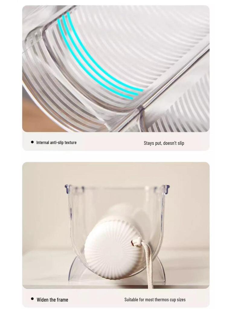 Multi-layer Transparent Desktop Cup Holder - Dustproof and Stackable for Cabinet Storage of Insulated Cups