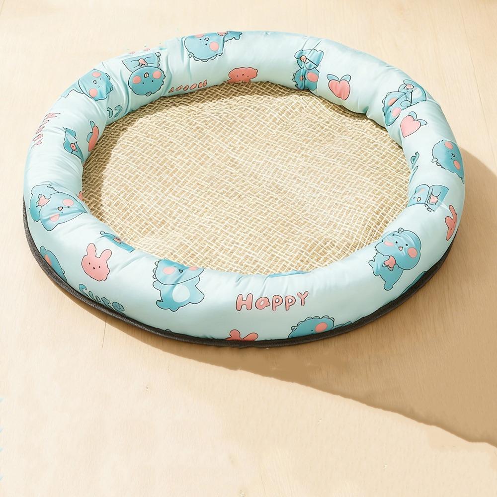 

Cartoon Pattern Cat Cooling Mat Round Pet Ice Mat Dog Crate Pad Dog Sleeping Bed Four Seasons 13.78x13.78 in зелёный