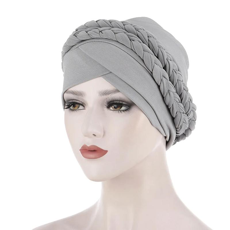 1 Stück Muslimischer Turban Krebs Chemo Mütze Einfarbig Haarflechtmütze Haarverlust Hut Kopftuch Polyester Beanie Wrap Damen