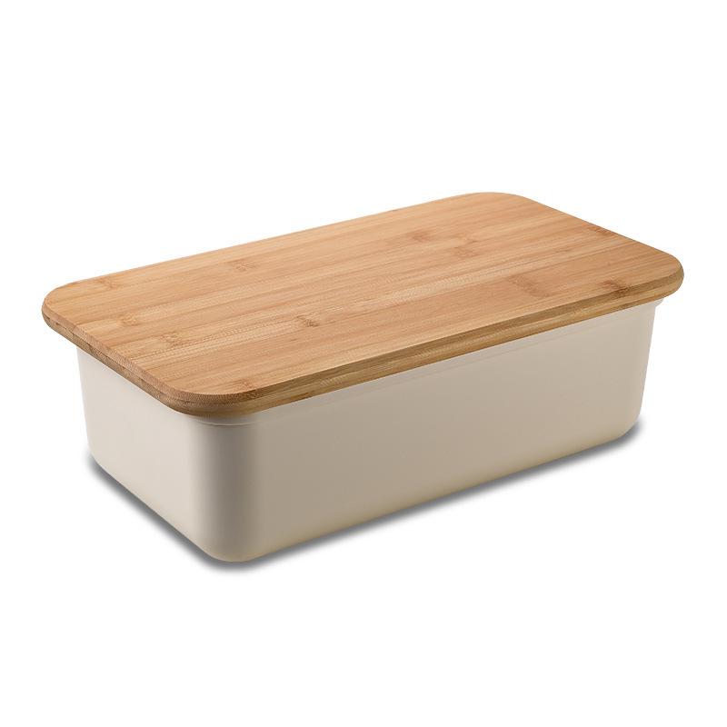 Large Capacity Food-Grade Bread Organizer with Wooden Lid