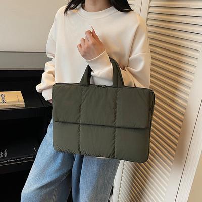 Korean Version of Large Capacity Cotton Laptop Bag Simple Casual Padded Clothing Bag Fashion Trend Work Commuting Tote Bag