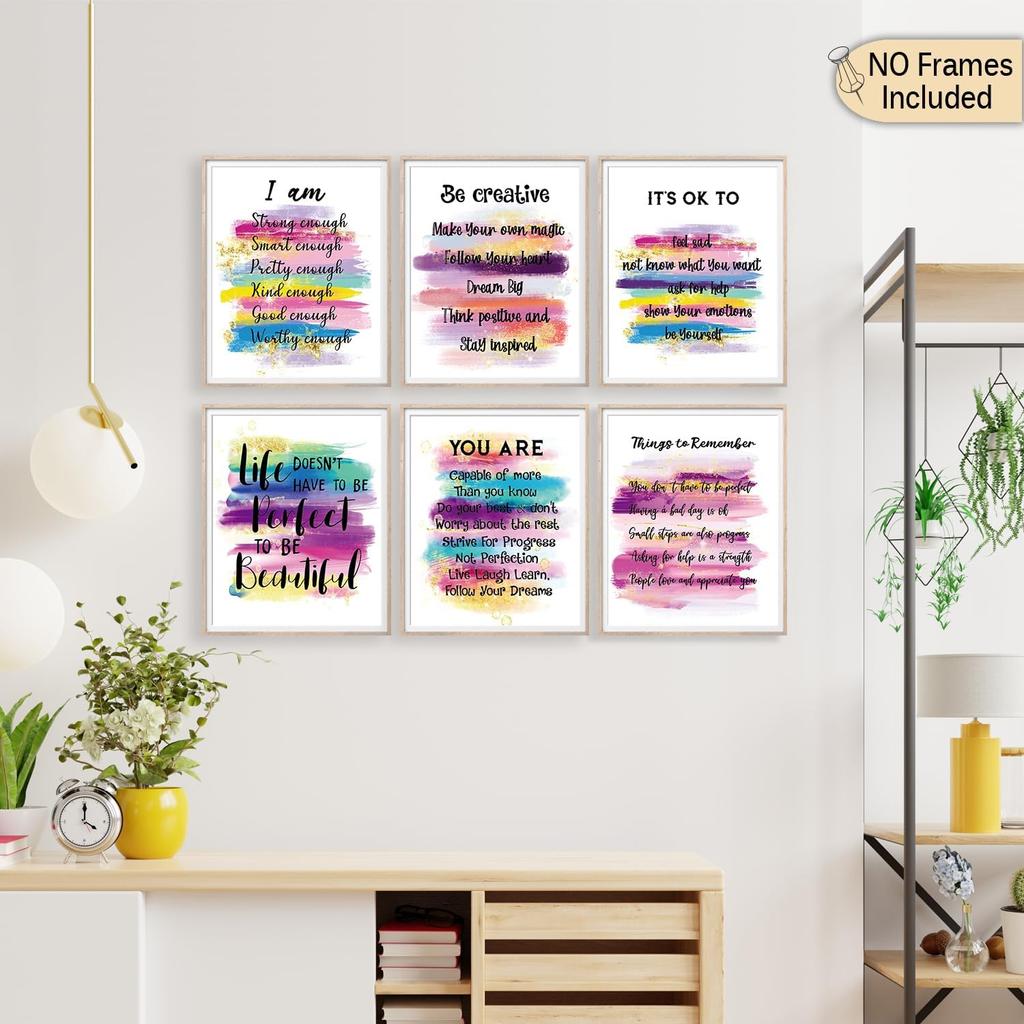Pirational Positive Quotes Wall Decor Posters, Encouragement Gifts For Women Teens Girls Daughter, Affirmations Motivational Wall Art Prints For