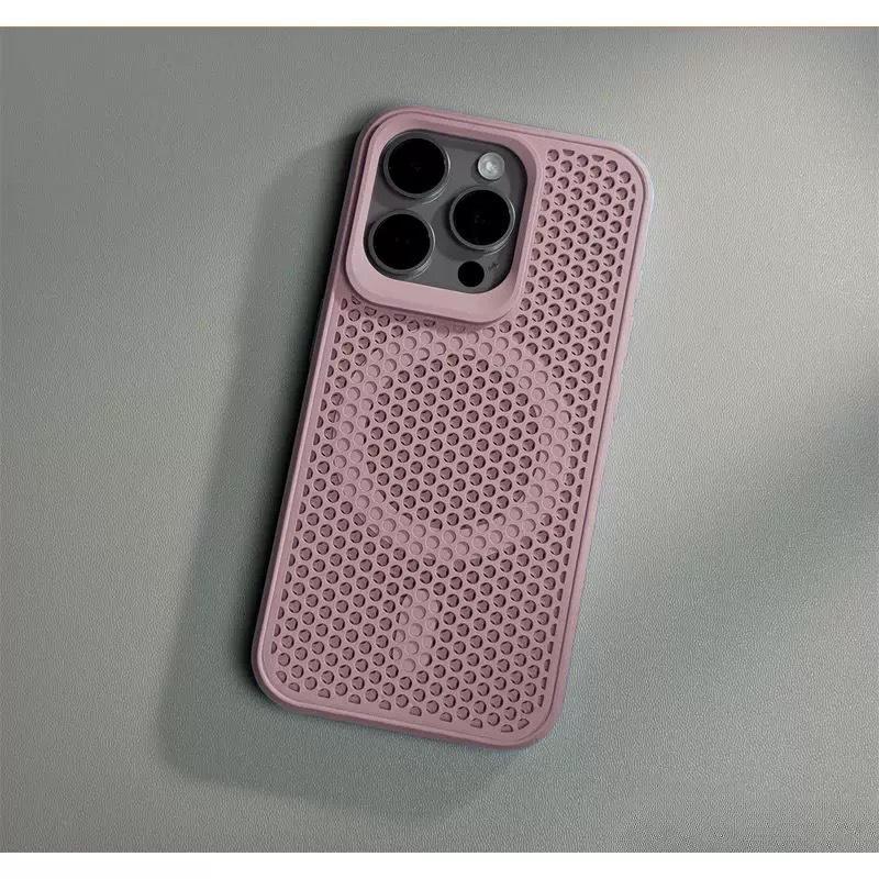 Applicable To IPhone17 Honeycomb Mesh Heat Dissipation and Breathable Mobile Phone Case Apple 16 Magnetic Ultra Thin Simple Protective Case 15