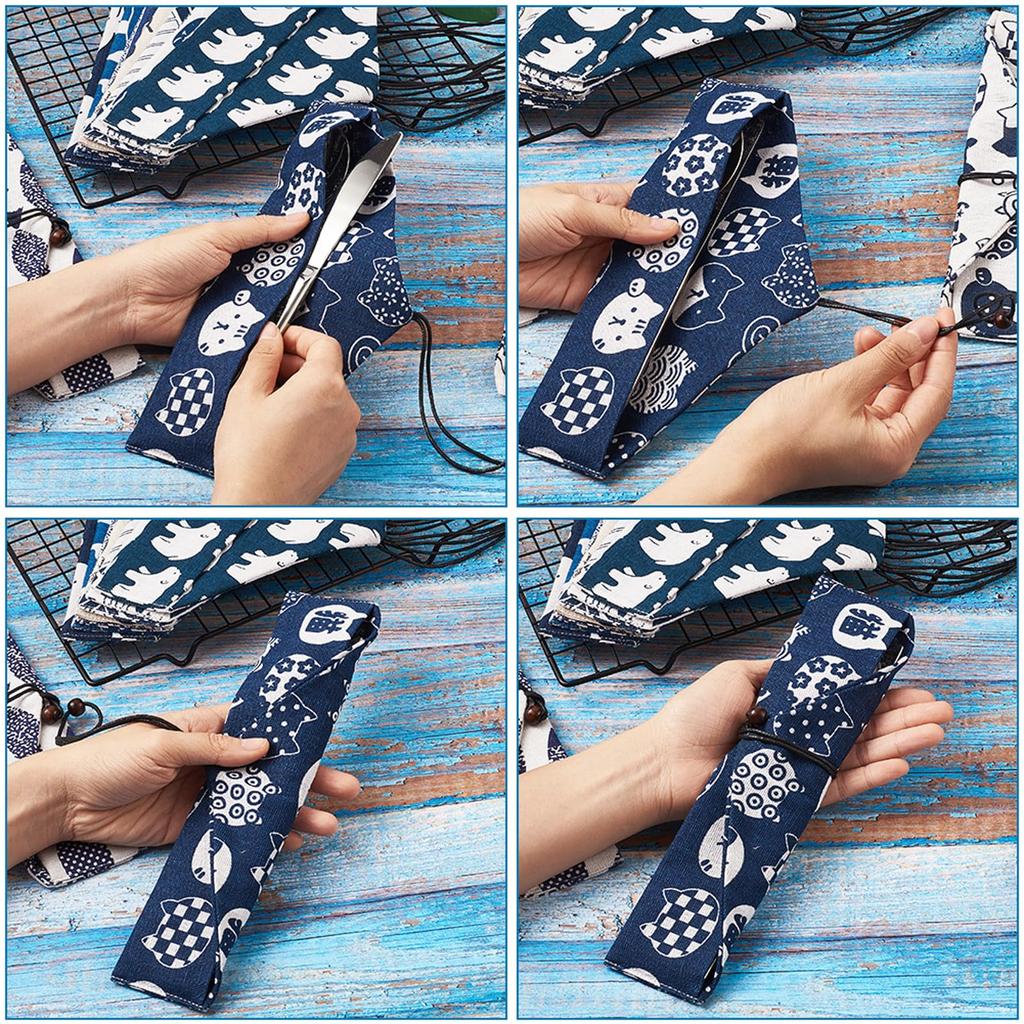 Beadthoven Chopstick Storage Portable Chopstick Cutlery Cute Folding Fan Knife and Fork Tableware Decorative Storage Straw Storage Cutlery Carrying