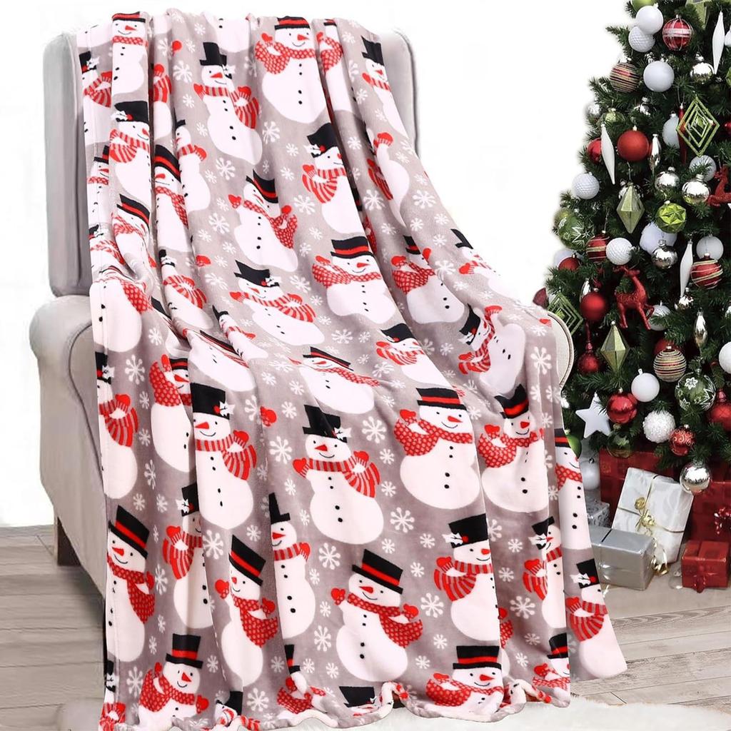 2025 Flannel Throw Blanket Wine Red Blanket Reindeer Christmas Blanket Holiday Gift Sofa Blanket