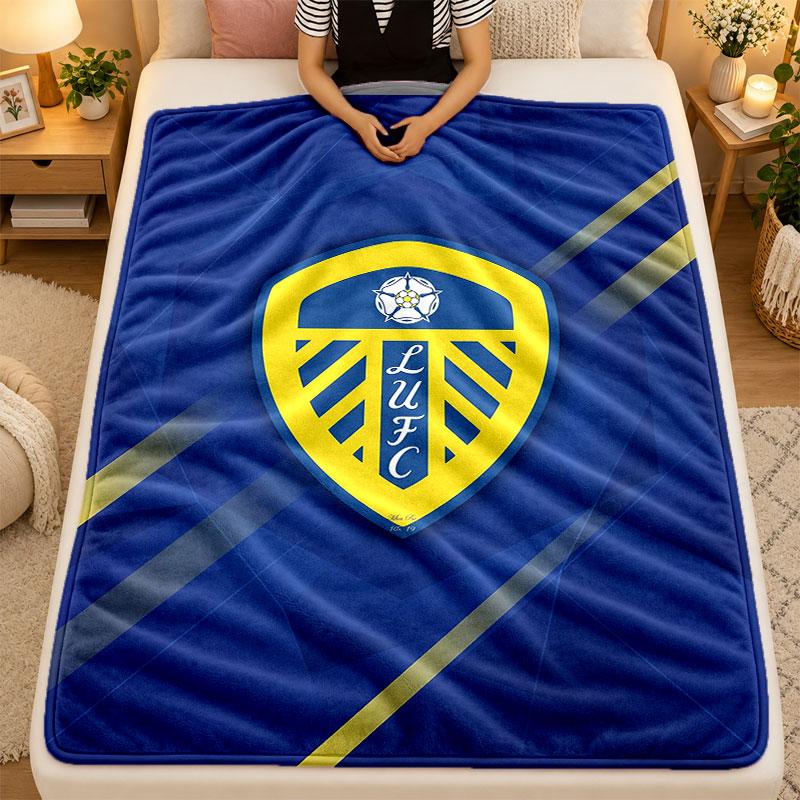 Flannel BlanketLeeds United Warm Soft Throw Blanket for Indoor Sofa Bed Living Room Use