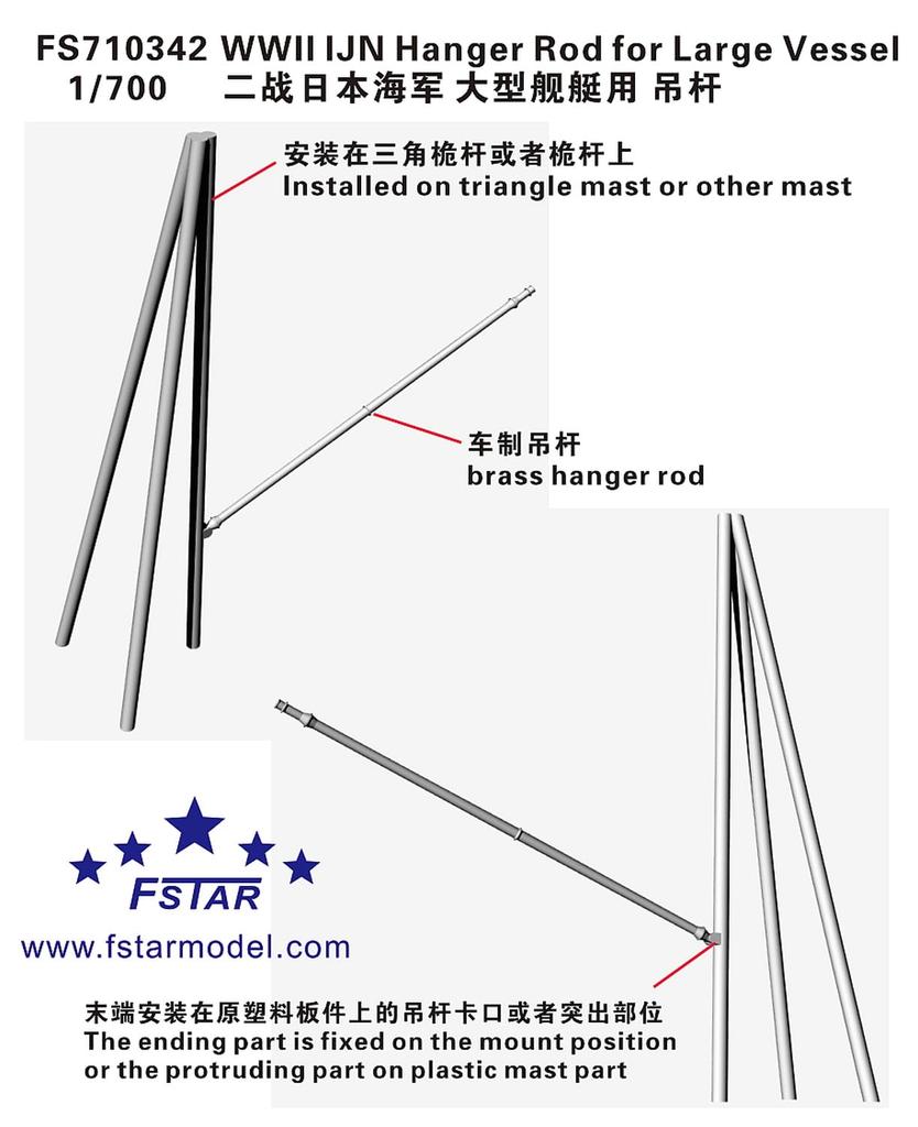 Five Star Models WWII Japanese Large Ship Support Columns of Plastic Model Parts FSM710342 1/700 (Set 6) (Ships)