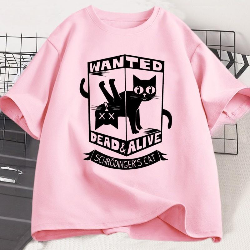 Funny Black Cat Tshirts Cotton Causal Loose Tshirt Printed Round Neck Short Sleeve Cat Lover T Shirt Harajuku Streetwear Tops