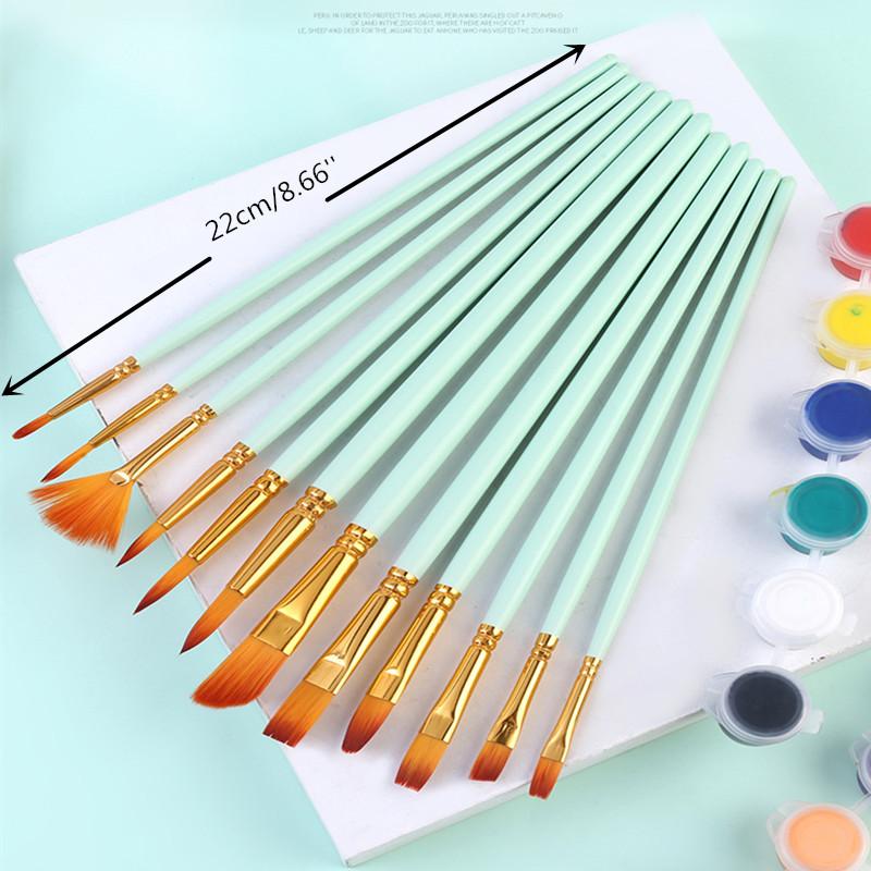 

Пензель для акварельного малювання олією, 12 шт. Дитячий пензель для малювання Makaron Diy Кисть для малювання маслом зелений