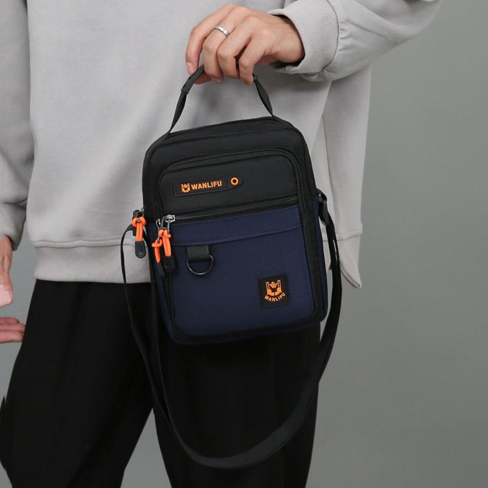 Multi-pockets Men's Business Bag Large Capacity Canvas Crossbody Bag Men's Shoulder Bag  Male