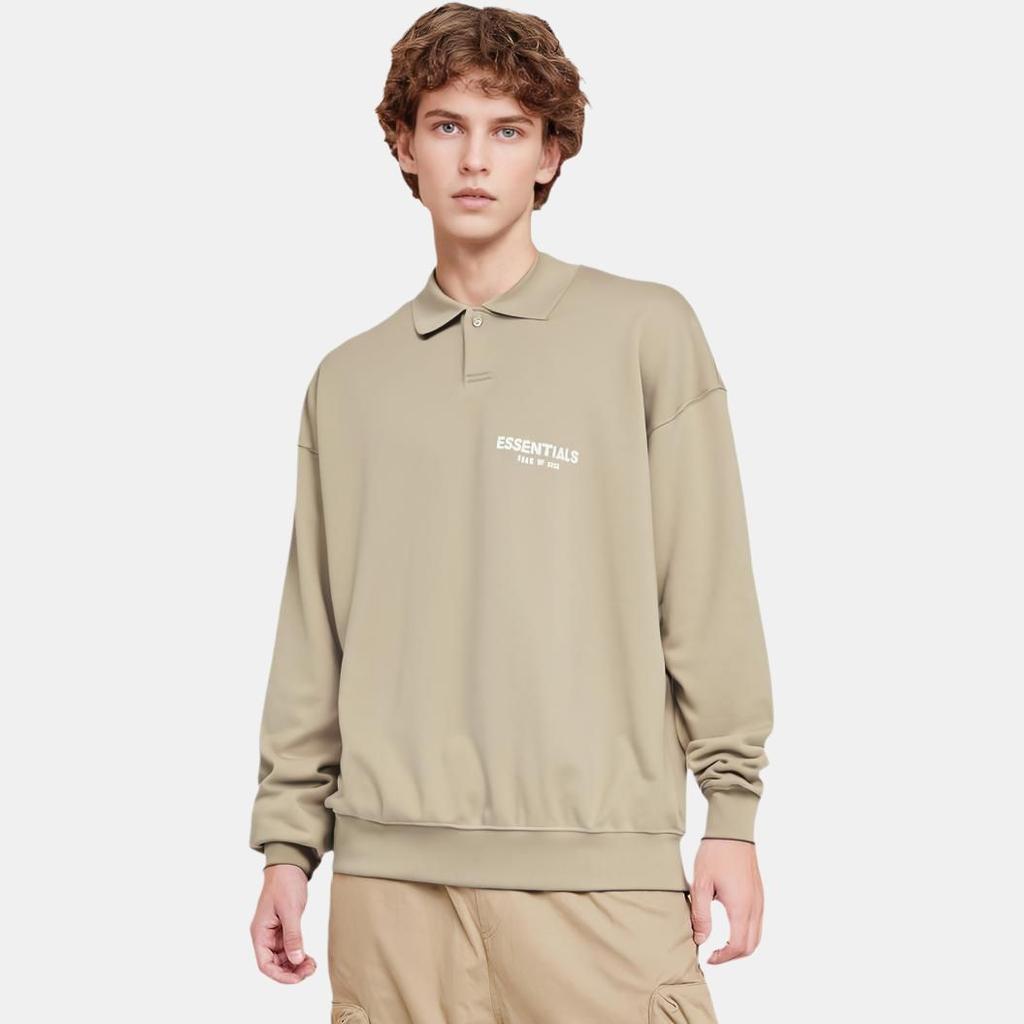 Fear of God Essentials Fleece Polo Sweatshirt Men Tops Desert-Taupe FOG-SS22-889