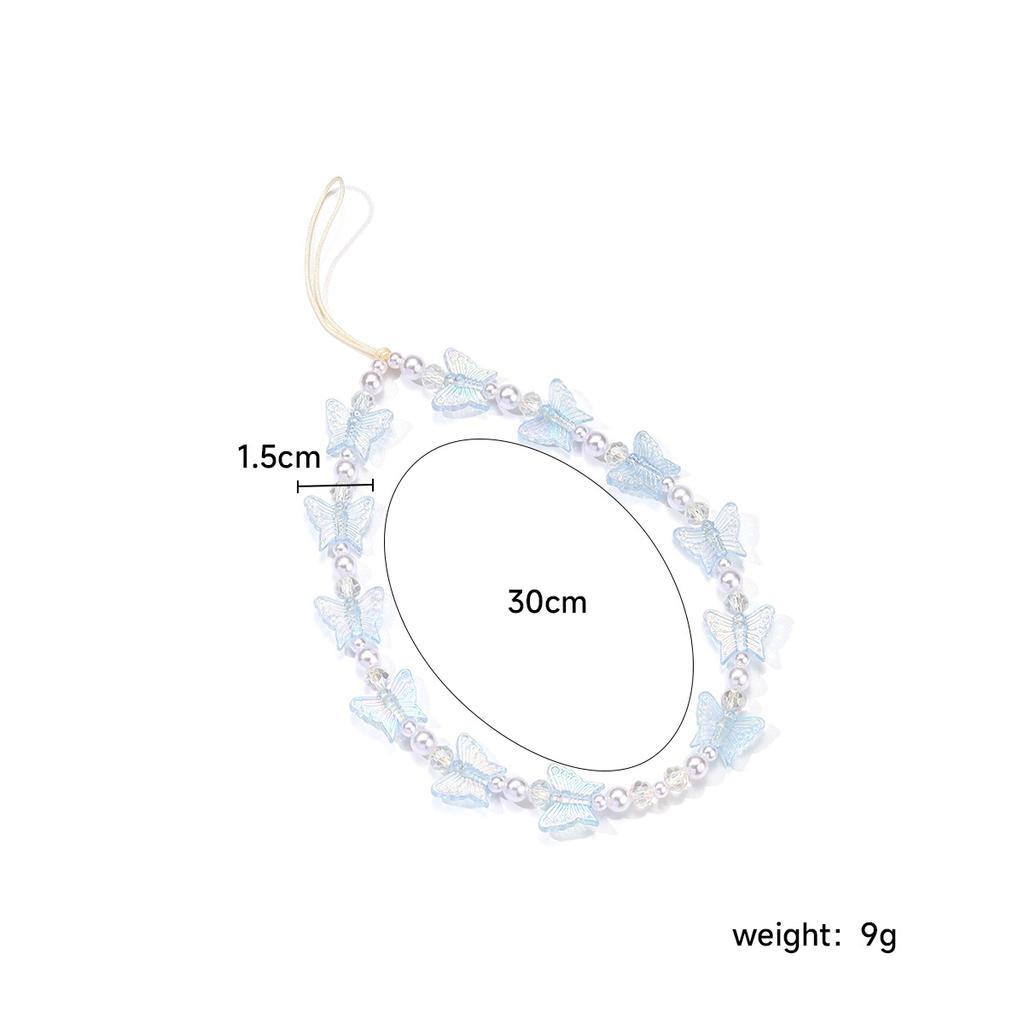 Handmade Colored Acrylic Butterfly Beaded Mobile Phone Chain Wholesale Personalized Wrist Anti-loss Pendant Pendant