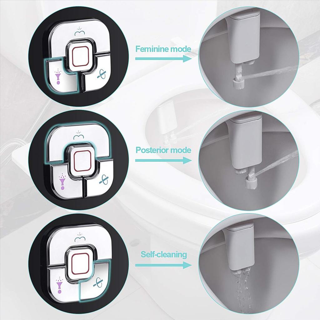 Bidet Attachment Non-Electric Bidet Toilet Seat Sprayer with Pressure Controls Dual Nozzles for Frontal Rear Wash A
