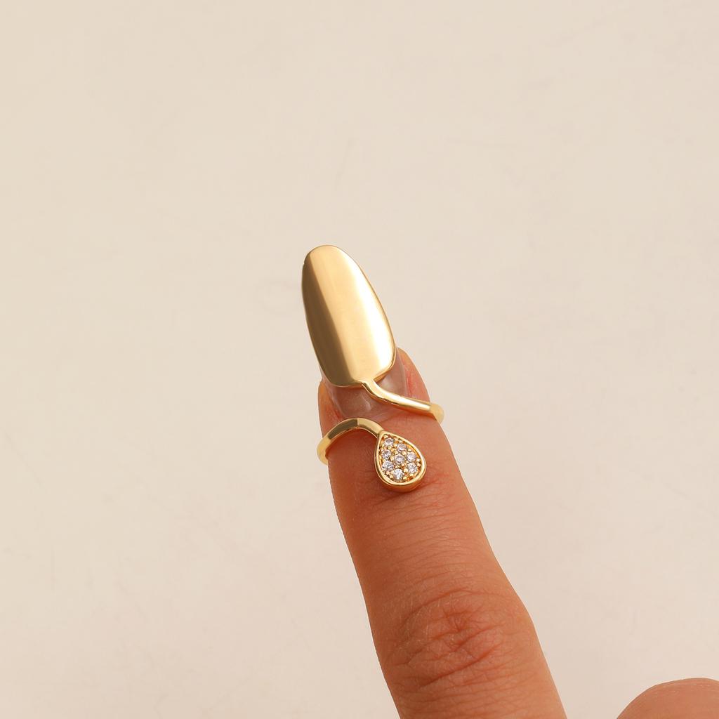 Anello da Dito Minimalista Lussuoso in Zircone per Unghie, Fascia Rimovibile per Manicure, Gioiello da Donna
