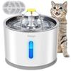25-26 Trinkbrunnen aus Edelstahl mit 3 Filtern, LED-Anzeige für Katzen/Hunde - 2,4L