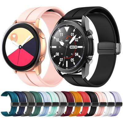 20 22mm Magnetisches D-Schnallen-Armband für Samsung Galaxy Watch 3 45mm 41mm/Galaxy Watch 46mm 42mm/Active 2 44mm 40mm/S3 Silikonband