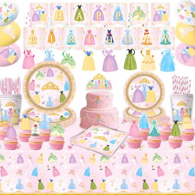 Prinzessinnenkleid Themenparty Zubehör Geburtstagsdekoration Prinzessinnenparty Dekoration Partyarrangement Geschirr