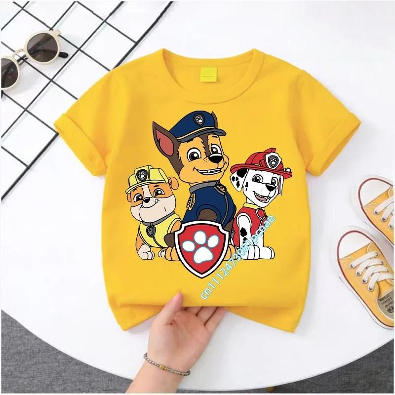 Hot Paw Patrol Kids T-shirts Kawaii Cartoon Character Printed Shirts Cute Boys Girls Casuals Tops Summer Birthday Clothing Gift
