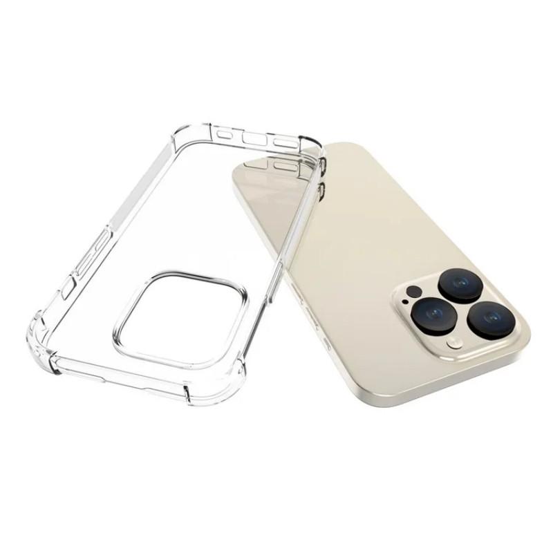 

For iPhone 15 Pro Back Cover WANLONFENG TM Series 2.0mm Clear TPU Phone Case (Big Lens Hole) Transparent