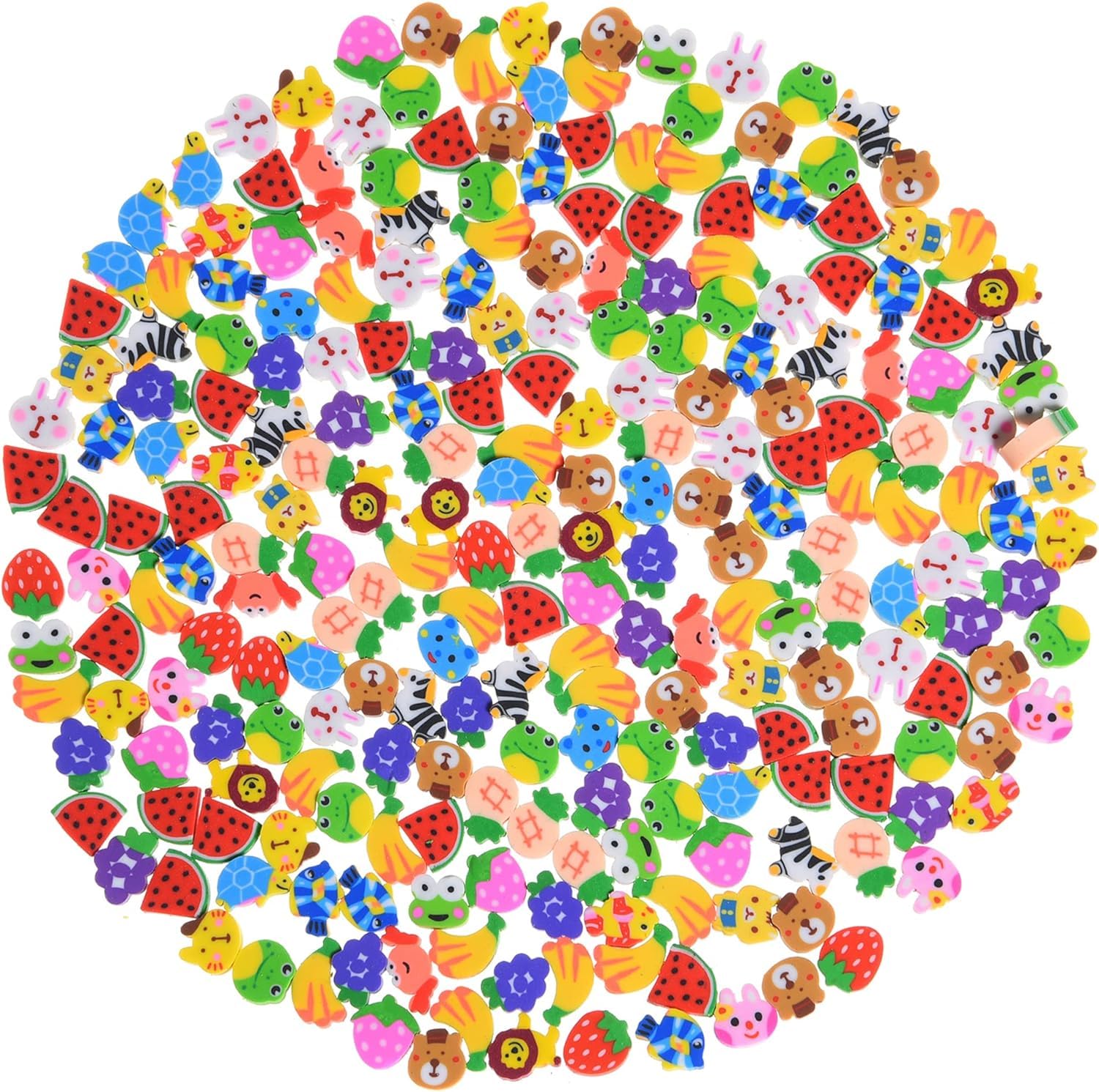 

Coollooda Mini Erasers 200 Pencil Fruit and Animal Cute for Prizes [Approx. Pieces] Erasers, Design, Adorable, Pets, Animals, Fruits, Home, School,