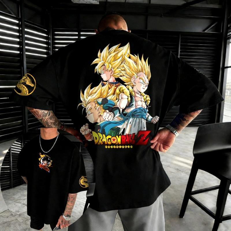 2026 Summer Dragon Ball Retro Pure Cotton Fitness T-shirt Men's Oversized Short-sleeved Family Unisex Children's Casual Shirt