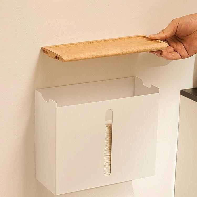 Wooden Tissue Box Napkin Holder Cover, Toilet Paper Handkerchief Case, Wood Home Wipe Organizer, Bathroom and Kitchen