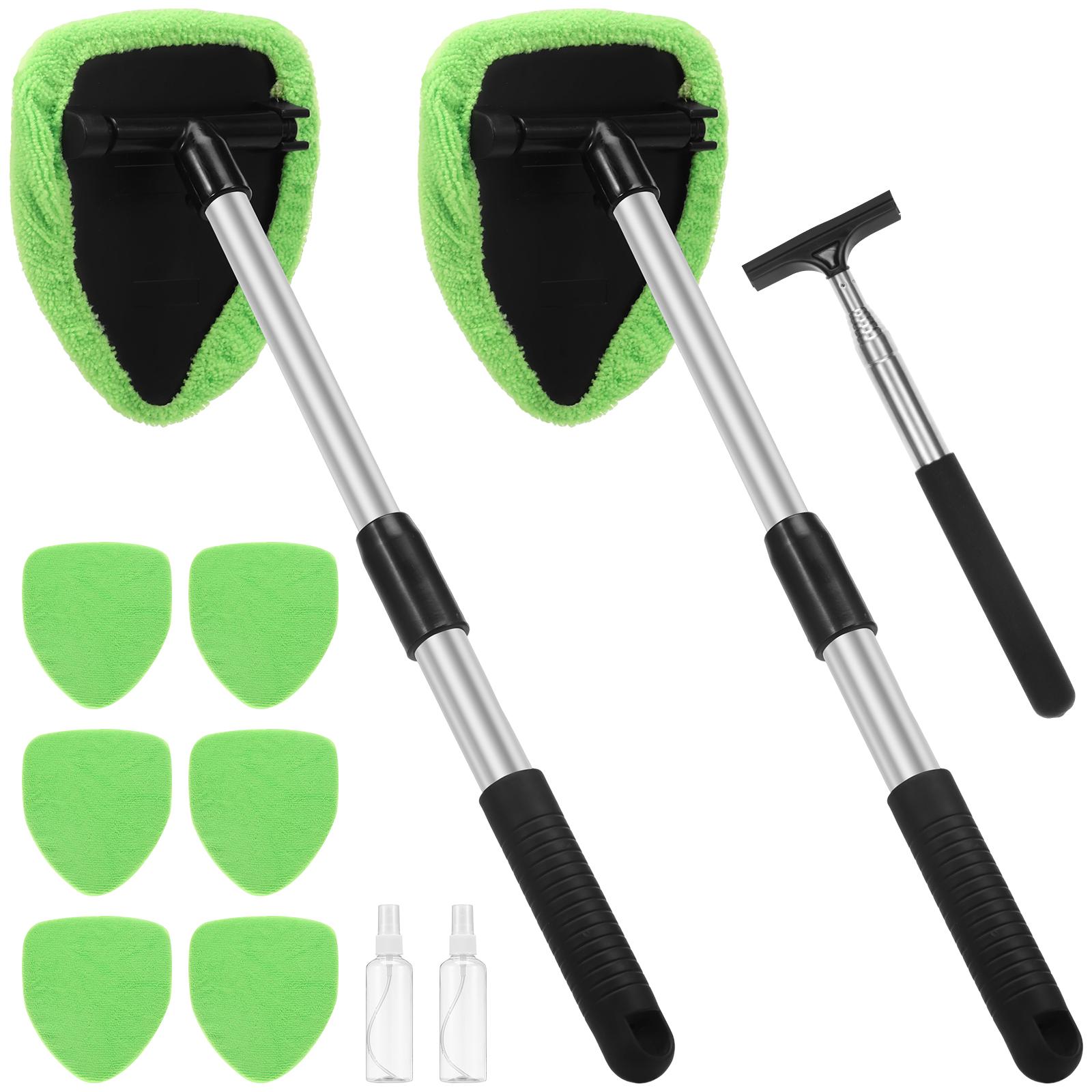 

Window Scraping Mist Eliminator Microfiber Car Window Cleaner Telescopic Window Glass Cleaner Car Windshield Cleaning Brush Tool зелений