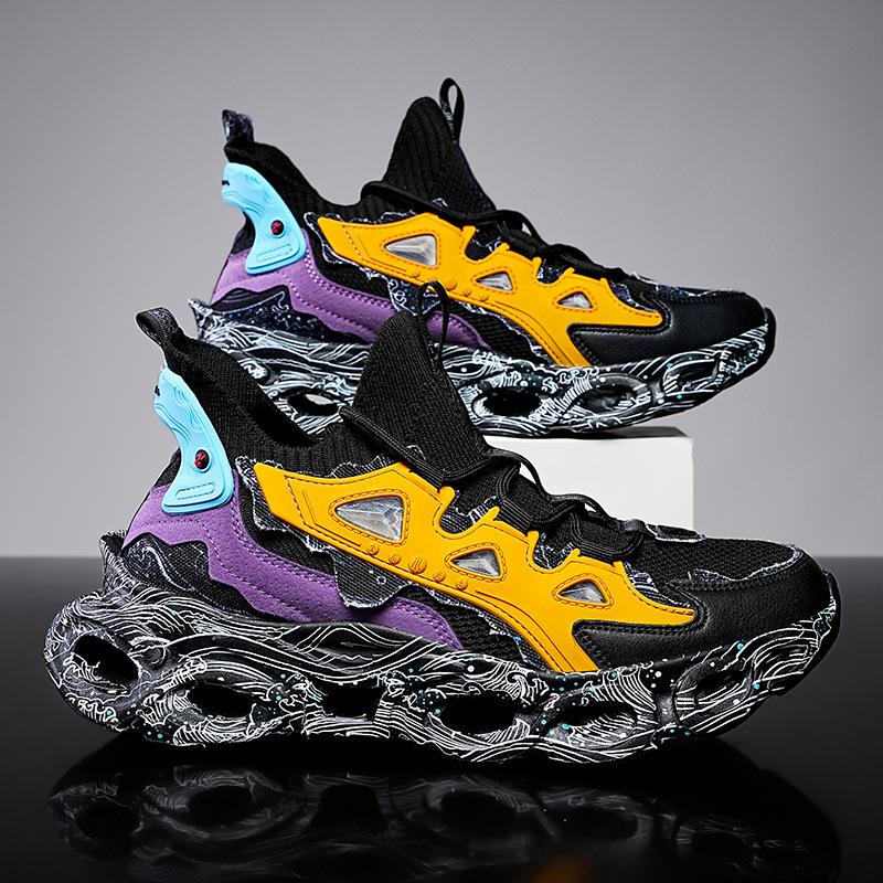 Large size men's shoes autumn breathable fly-woven mesh blade shoes ruffian handsome fried street sports leisure dad student shoes